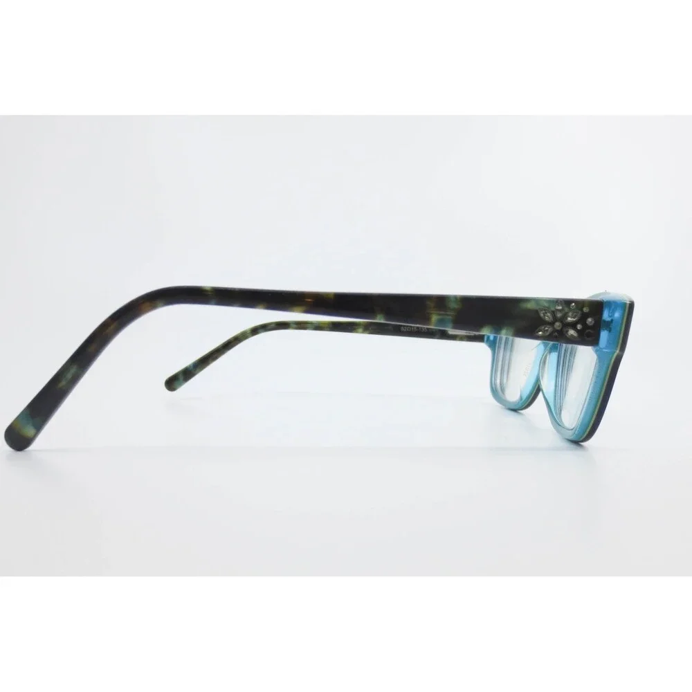Vera Wang Eyeglasses Black Teal Tortoise Floral Rhinestone Frames 52-15-135